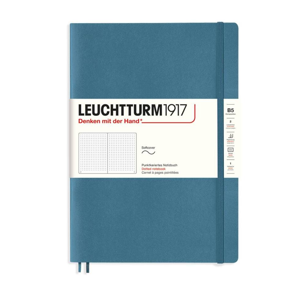 Leuchtturm1917 Composition B5 Softcover Dotted Notebook - Stone Blue