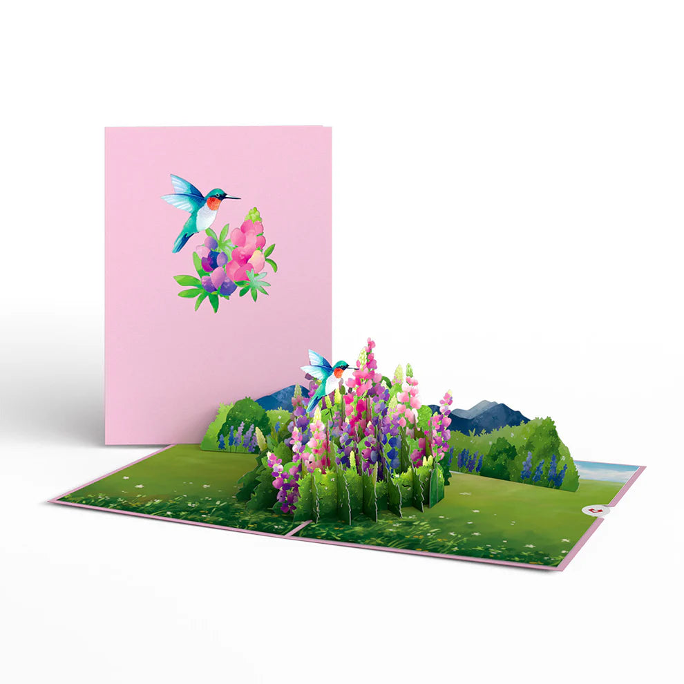 Lovepop Pop-Up Card - Lupine Hummingbird