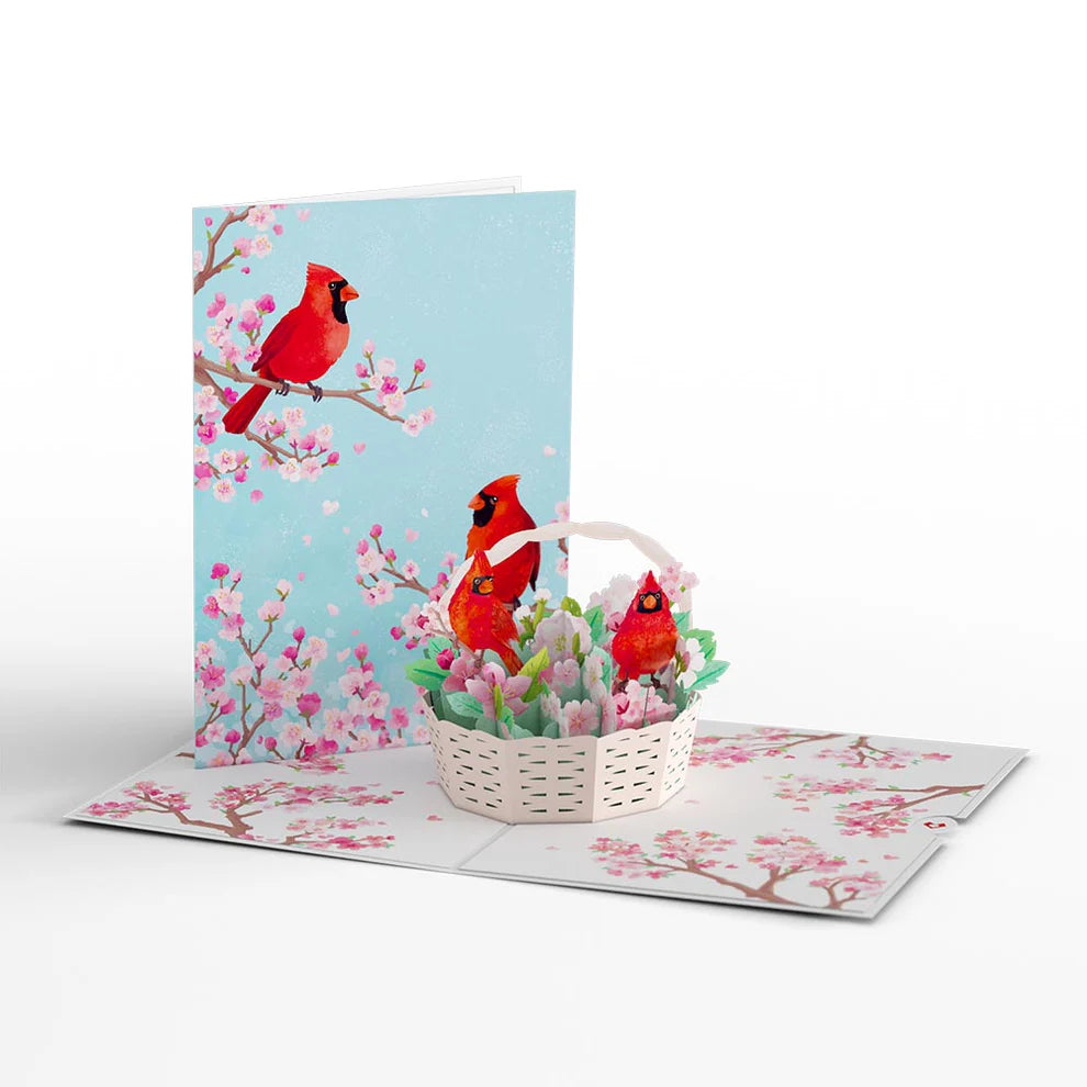 Lovepop Pop-Up Card - Cherry Blossom Basket with Cardinals
