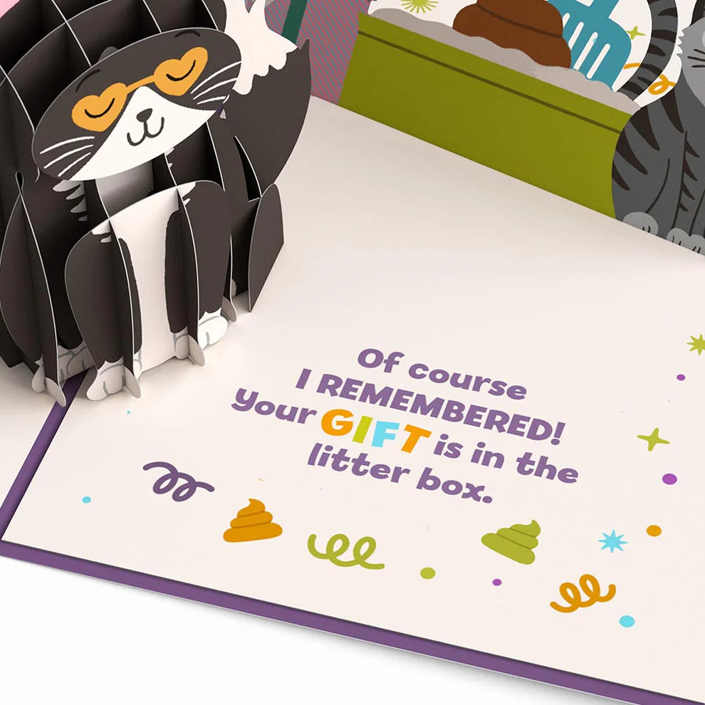 Lovepop Pop-Up Card - Your Gift Is In The Litterbox Birthday Cat