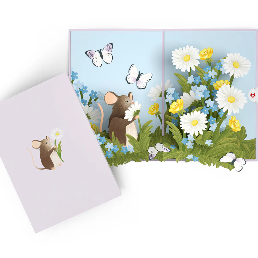 Lovepop Pop-Up Card - Field Mouse in the Flowers
