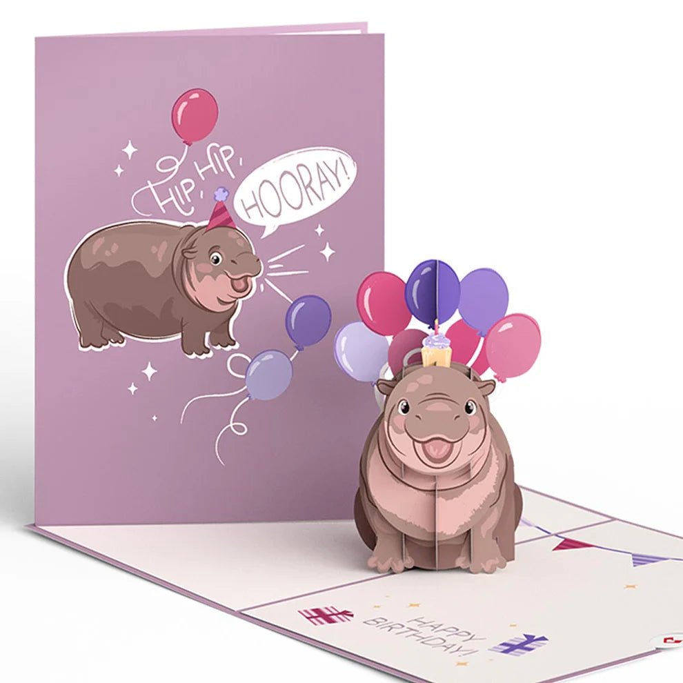 Lovepop Pop-Up Card - Baby Pygmy Hippo Birthday