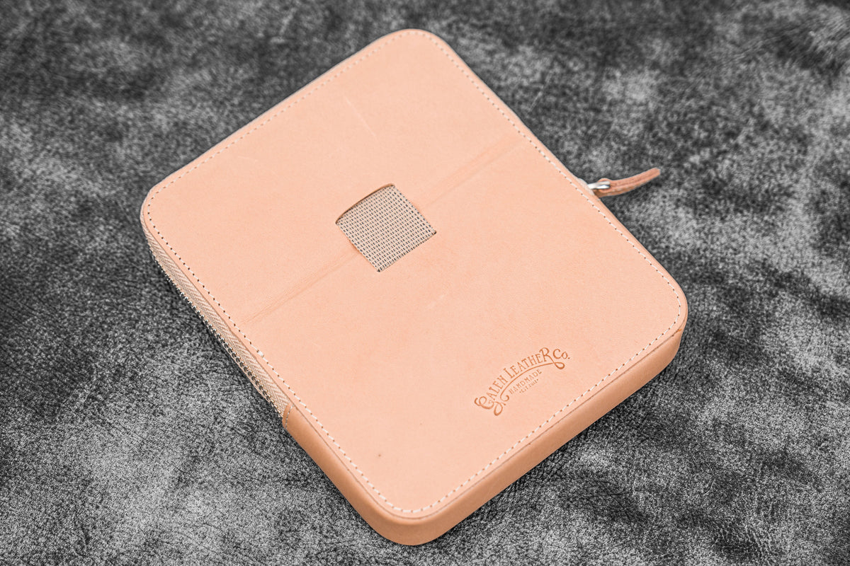 Galen Leather 6 Slot Zippered Magnum Opus Pen Case - Undyed