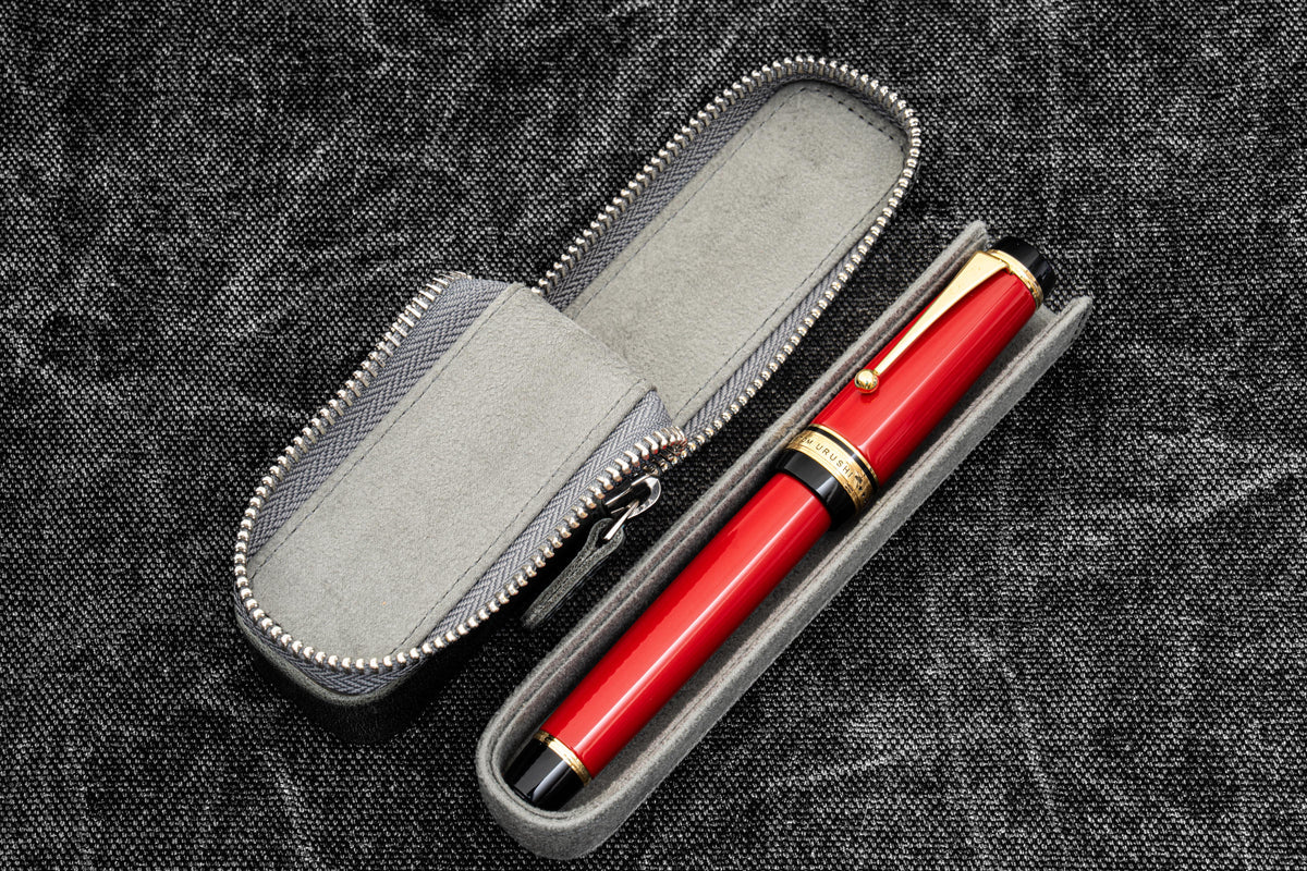 Galen Leather Oversized & Namiki Emperor Zippered Magnum Opus Hard Pen Case - Crazy Horse Smoky