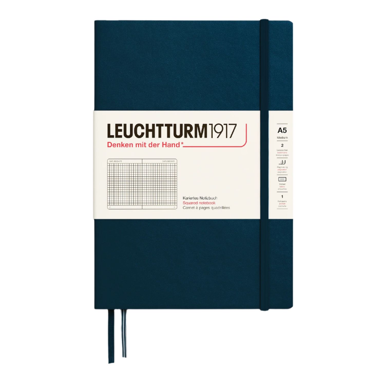 Leuchtturm1917 A5 Medium Hardcover Squared Notebook - Deep Sea