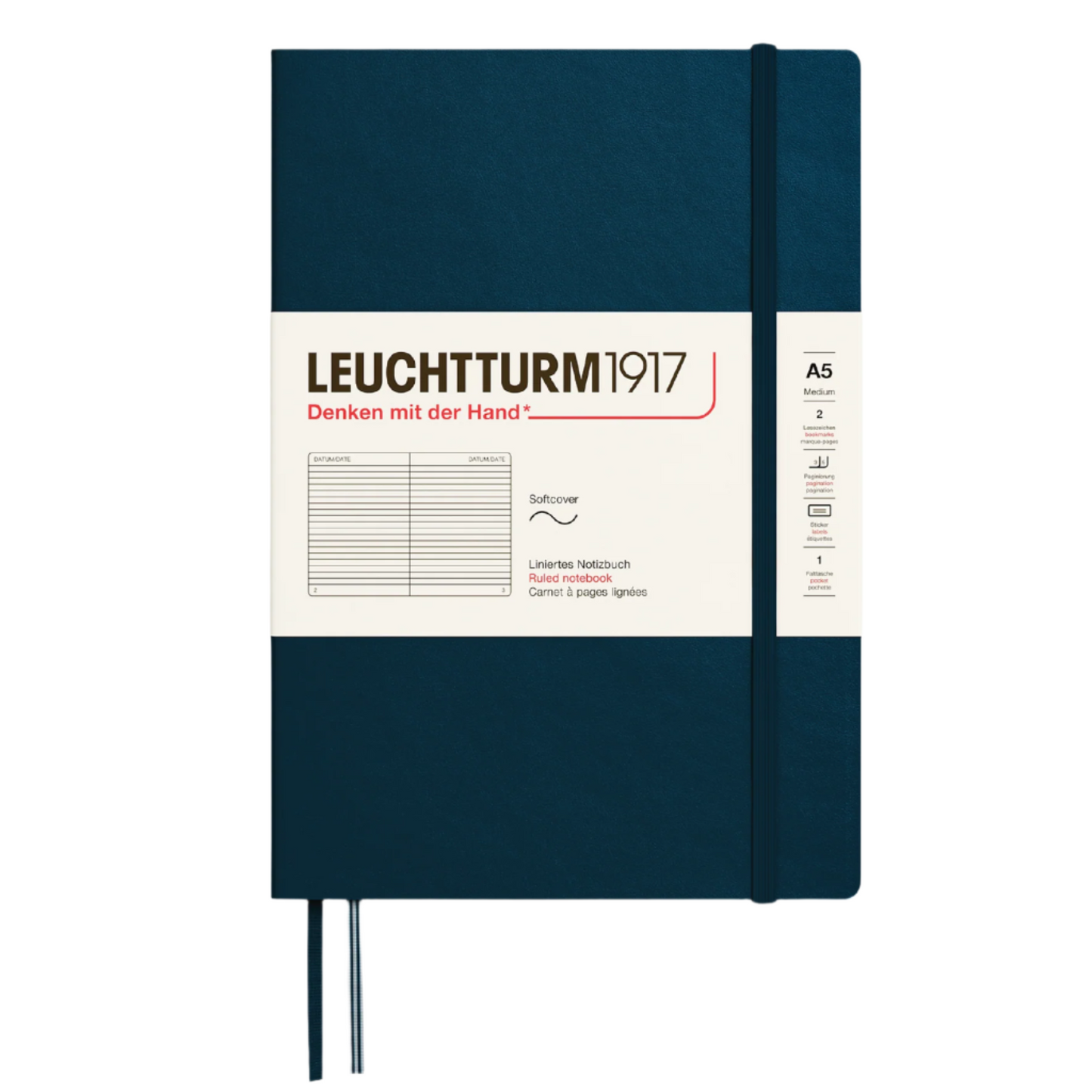 Leuchtturm1917 A5 Medium Softcover Ruled Notebook - Deep Sea