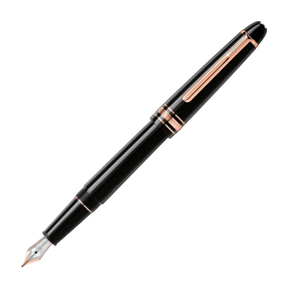 Montblanc Fountain Pen - Black with Rose Gold Trim (Meisterstück Class
