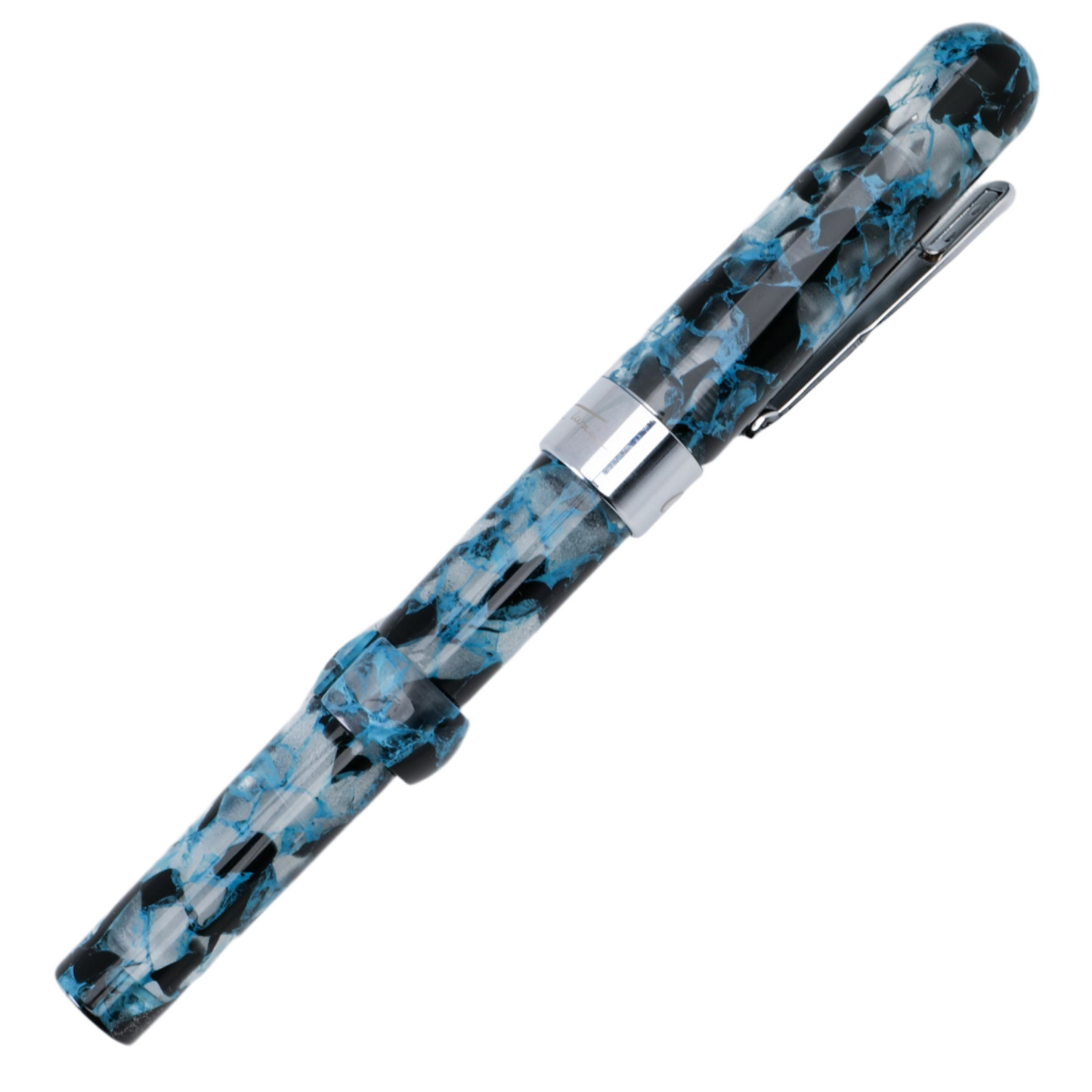 Conklin Mark Twain Demonstrator Fountain Pen - Blue Array with Chrome Trim