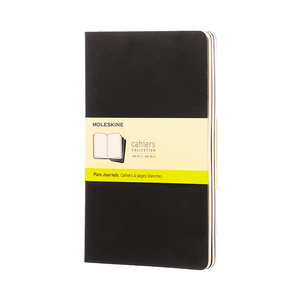 Moleskine Large Softcover Cahier Plain Journal Black (Set of 3)