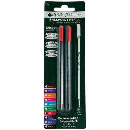 Cross Ballpoint Refills by Monteverde USA® - Red Medium (2 ea)