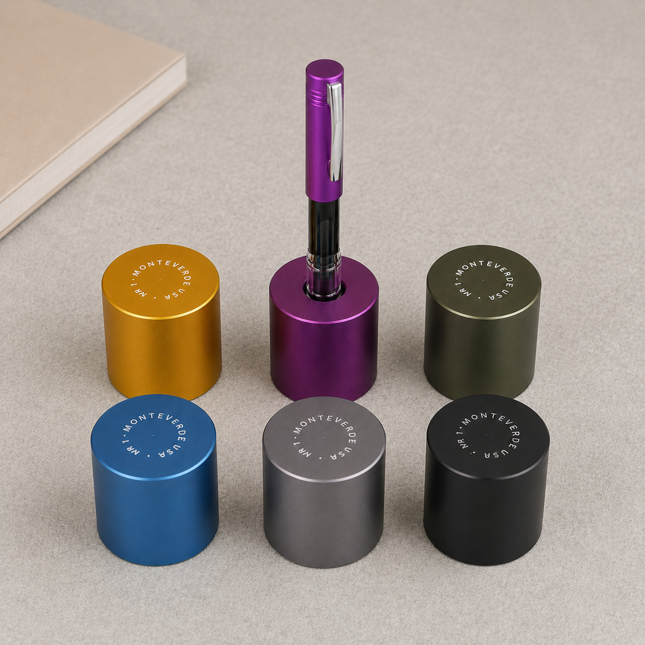 Monteverde MP1 Solid Aluminum Anodized Cylinder Pen Holder - Honey Yellow