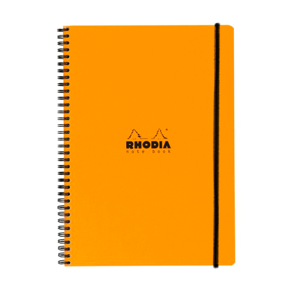 Rhodia #19 Elasti Wirebound A4+ Lined with Margin Notebook - Orange