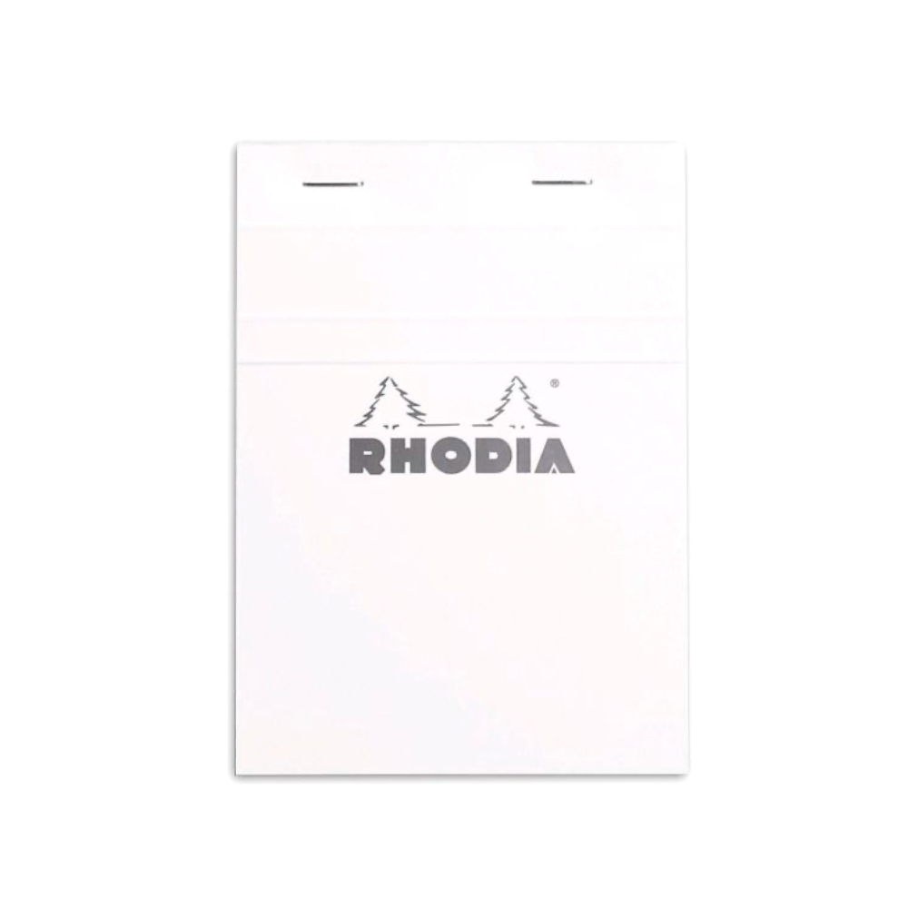 Rhodia #13 Top Staplebound Lined A6 Notepad - Ice White