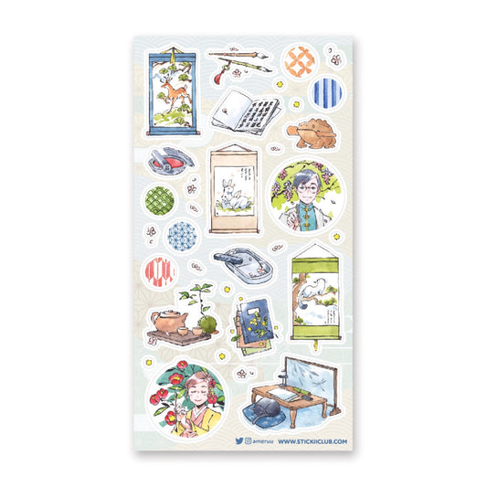 Faire Stickii Sticker Sheet - Traditional Tea Garden