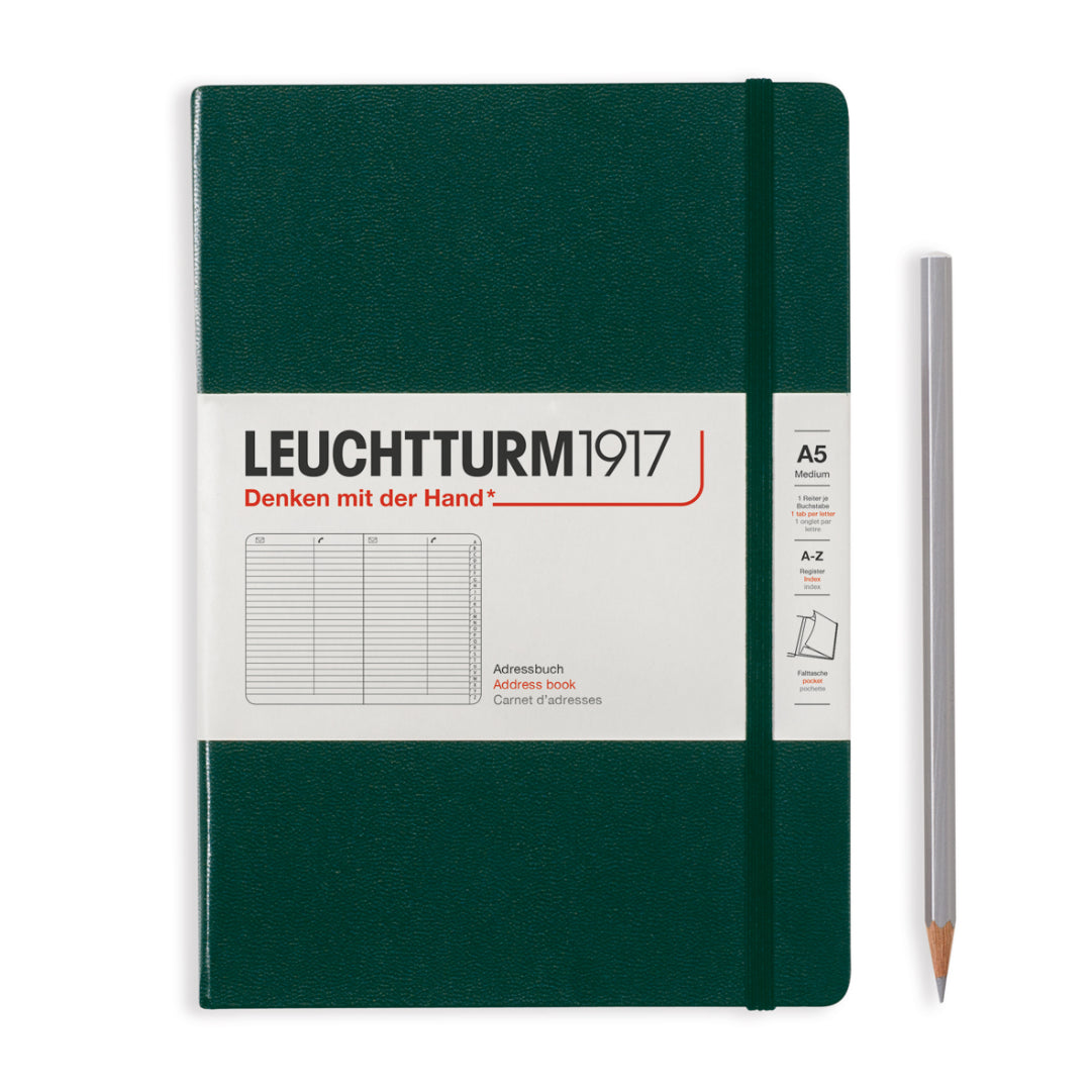 Leuchtturm1917 A5 Medium Hardcover Address Book - Forest Green