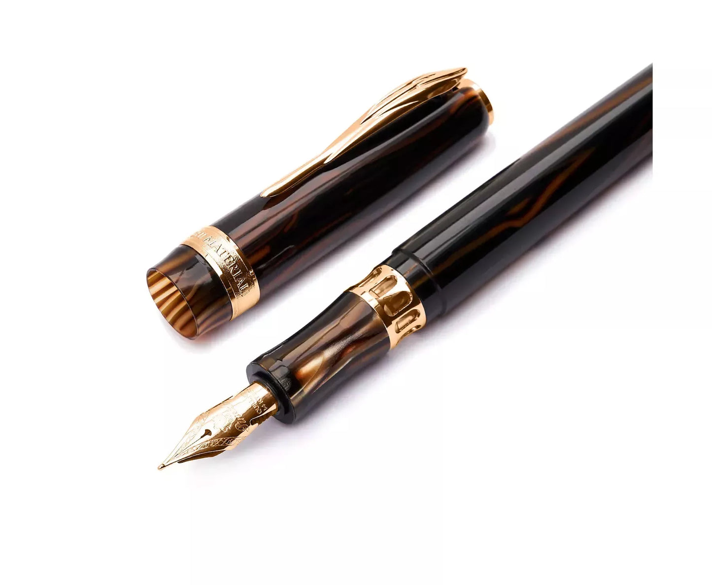 Pineider Antichi Materiali Ruffles Gold Fountain Pen Rosegold Trim