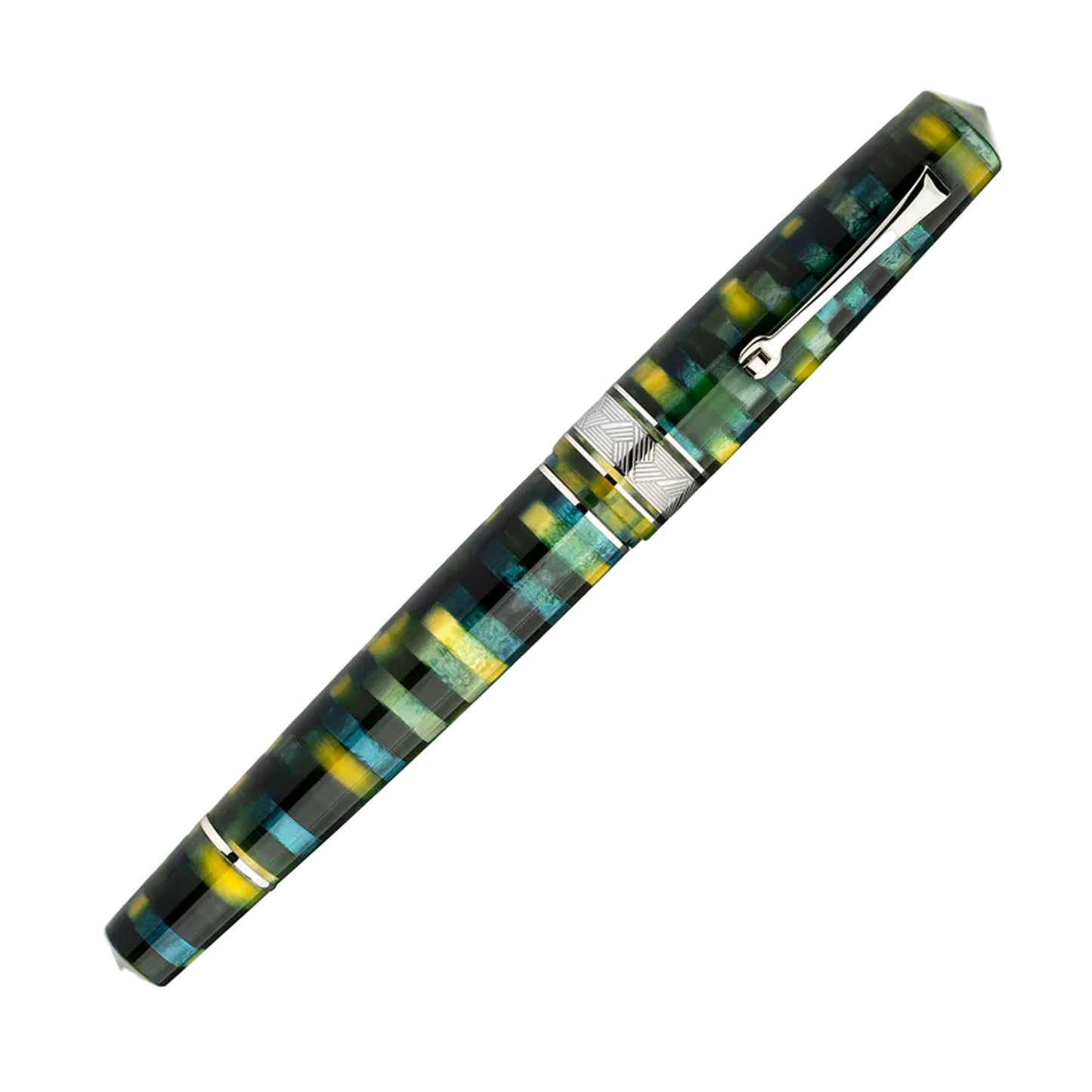 Leonardo Momento Zero Grande Mosaico Fountain Pen - Baobab with Silver Trim (14KT)