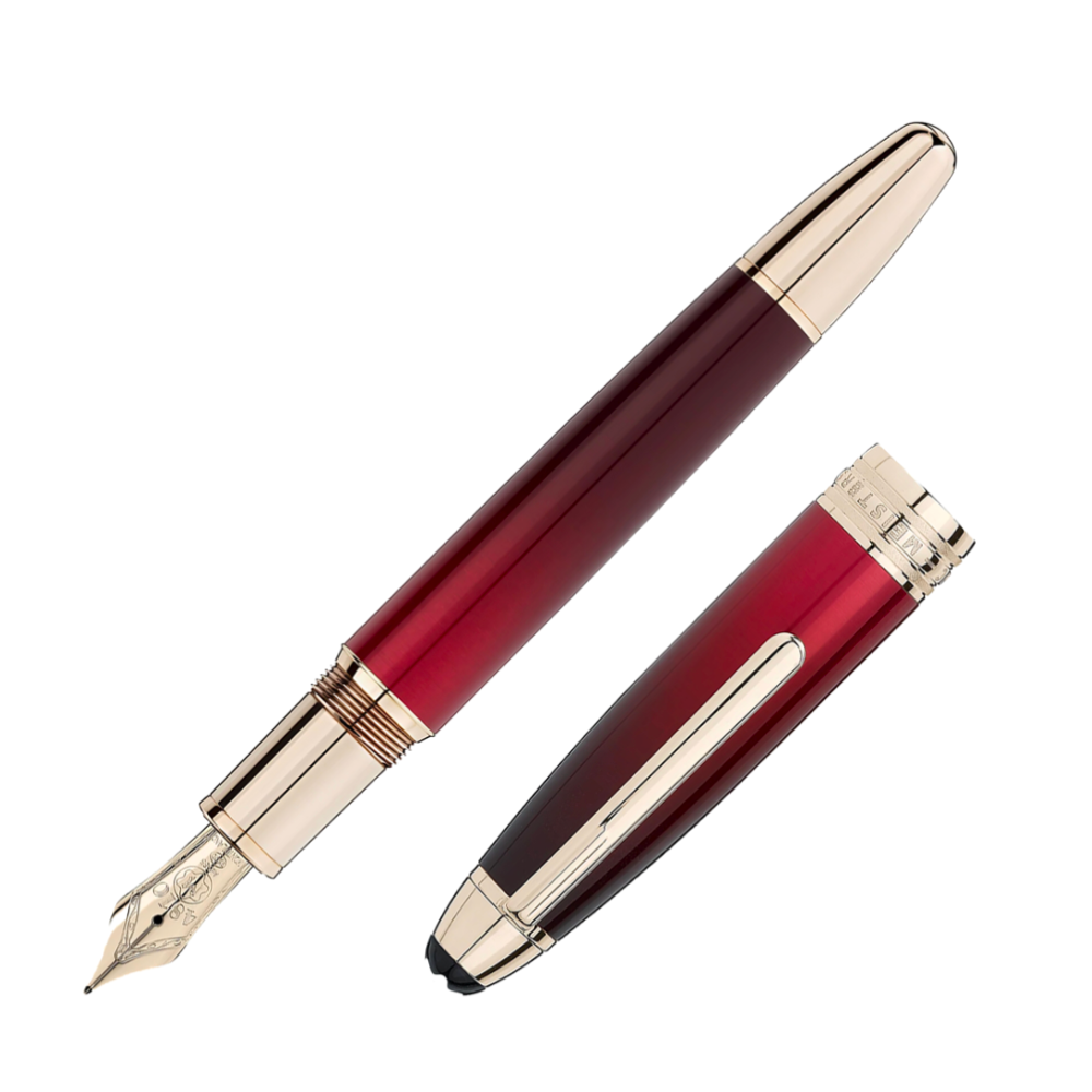 Montblanc Calligraphy Burgundy Lacquer Fountain Pen Meisterstuck Soli