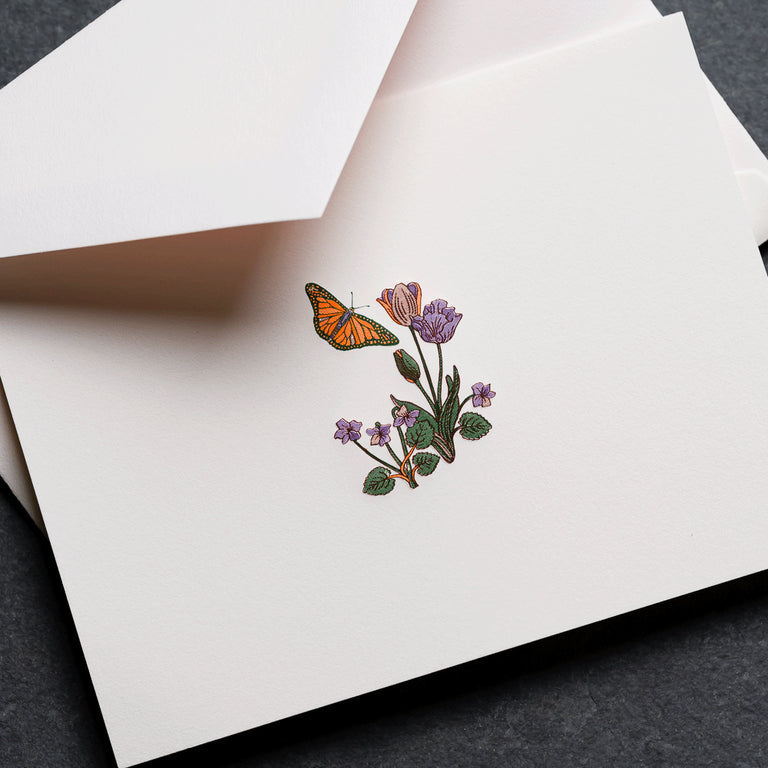 Crane Butterfly and Flowers Note (10 ea)