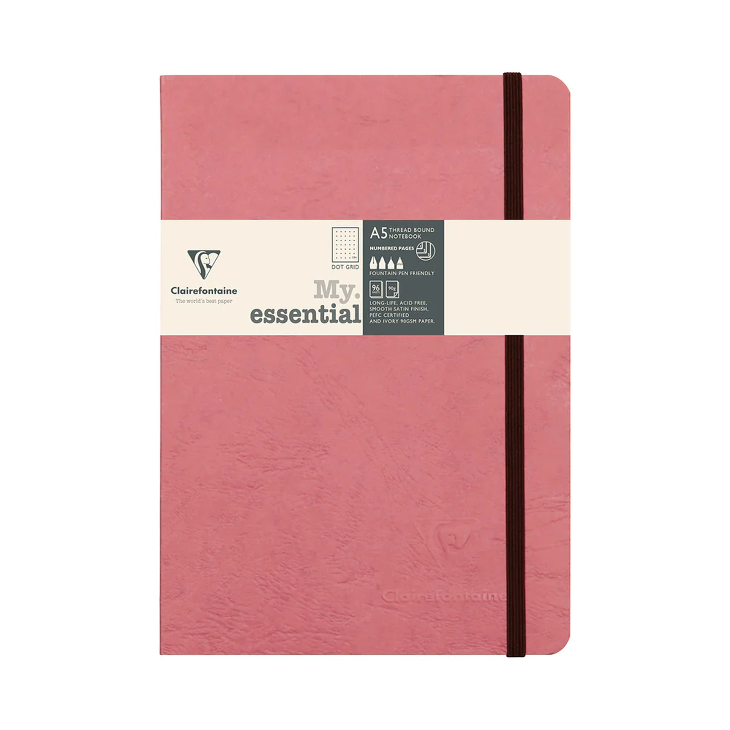 Clairefontaine #79343 My Essential Dotted A5 Notebook (6 x 8.25) - Pink