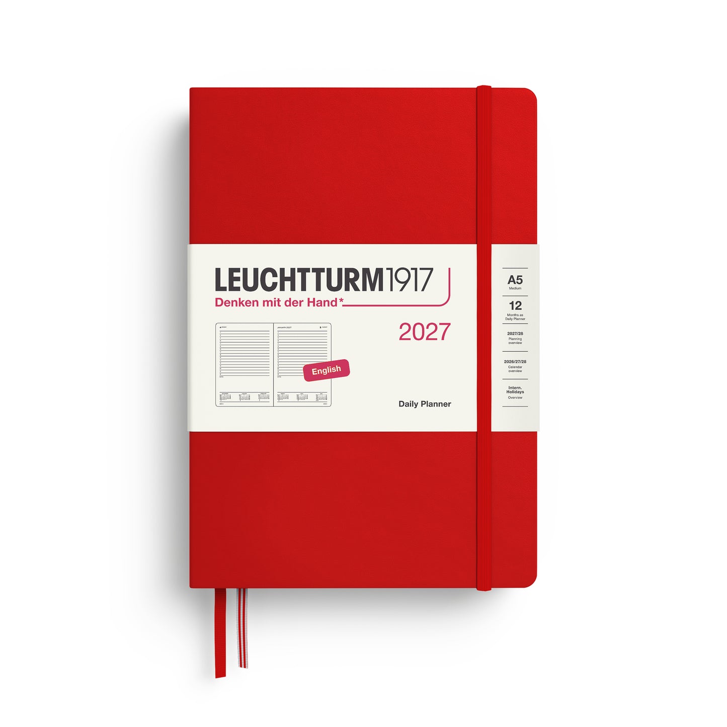 Leuchtturm1917 2027 A5 Medium Hardcover Daily Planner - Cherry