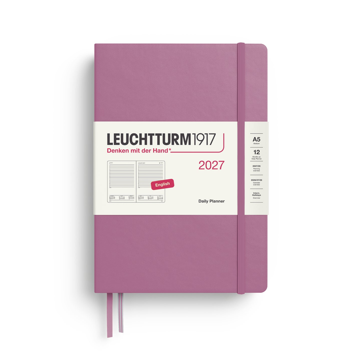 Leuchtturm1917 2027 A5 Medium Hardcover Daily Planner - Dusty Rose