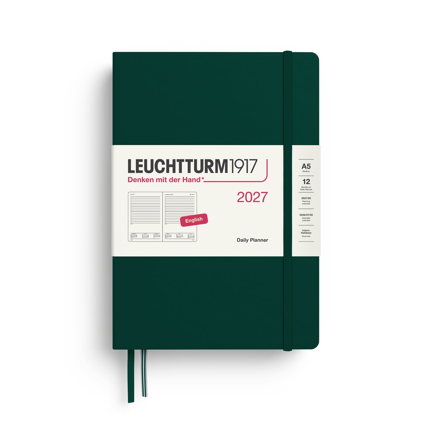 Leuchtturm1917 2027 A5 Medium Hardcover Daily Planner - Forest Green