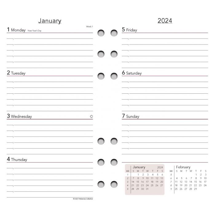 Scully 2025 DOS01 Weekly Refill (3 3/4 x 6 3/4 - 6 Ring)