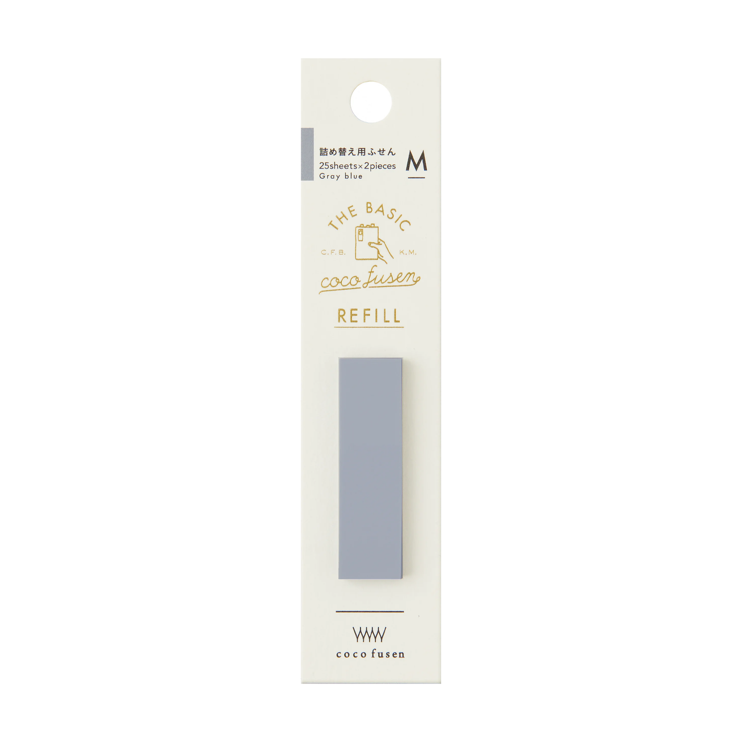 Kanmido Coco Fusen Basic Medium Sticky Note Refills - Gray Blue
