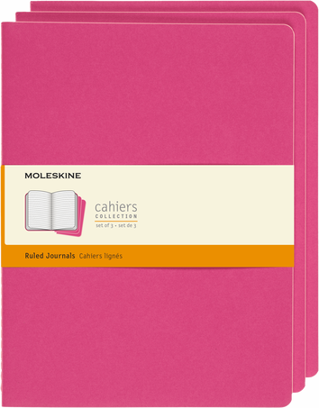 Moleskine Large Softcover Cahier Ruled Journal - Kinetic Pink (Set of 3)