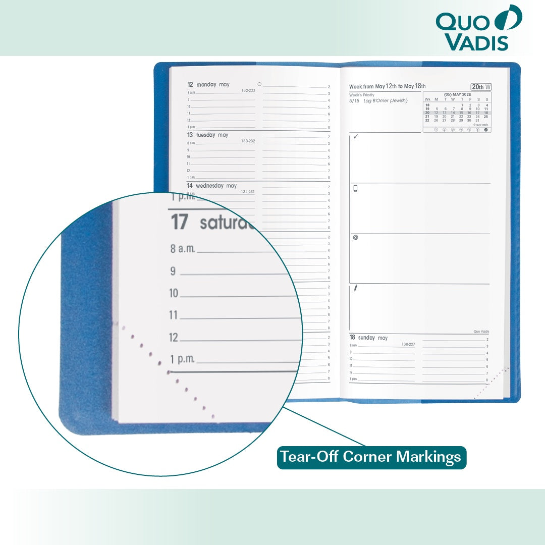 Quo Vadis 2026 IB Traveler Weekly Planner - Texas Blue