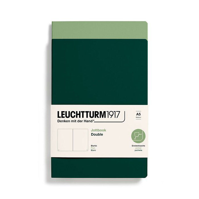 Leuchtturm1917 Jottbook A5 Medium Flexcover Plain Notebook Set - Sage & Forest Green