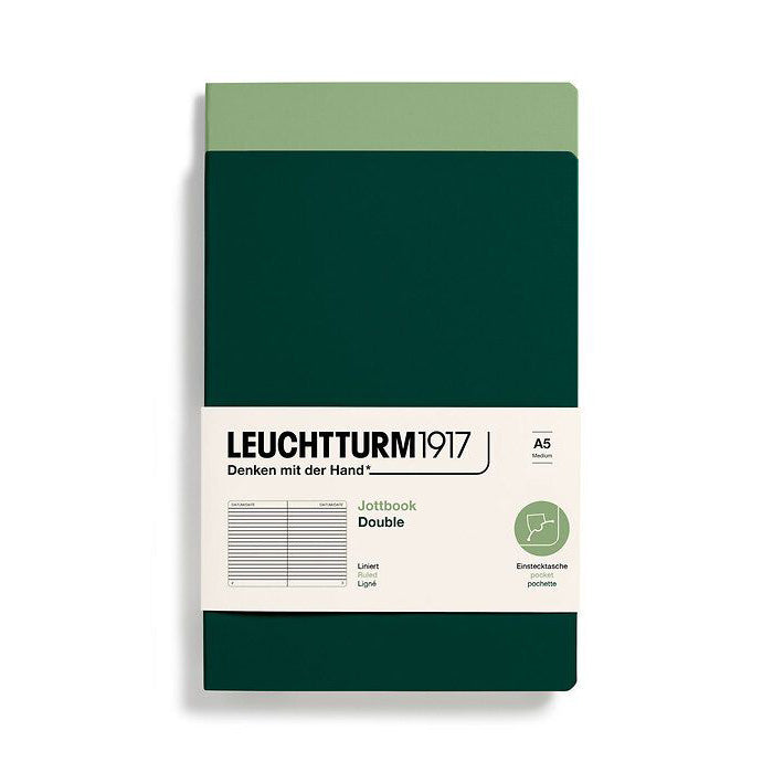 Leuchtturm1917 Jottbook A5 Medium Flexcover Ruled Notebook Set - Sage & Forest Green