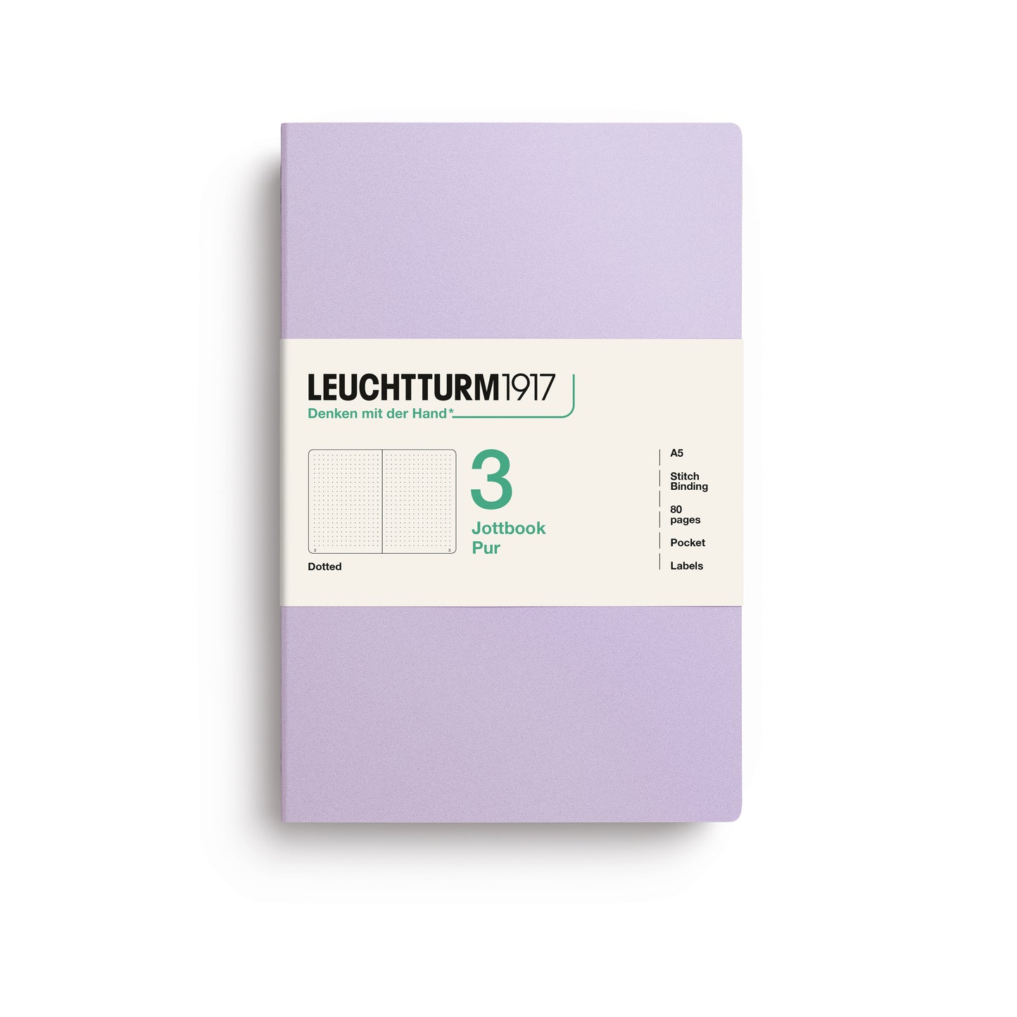 Leuchtturm1917 Jottbook Pur A5 Medium Flexcover Dotted Notebook Set - Lilac (Pack of 3)