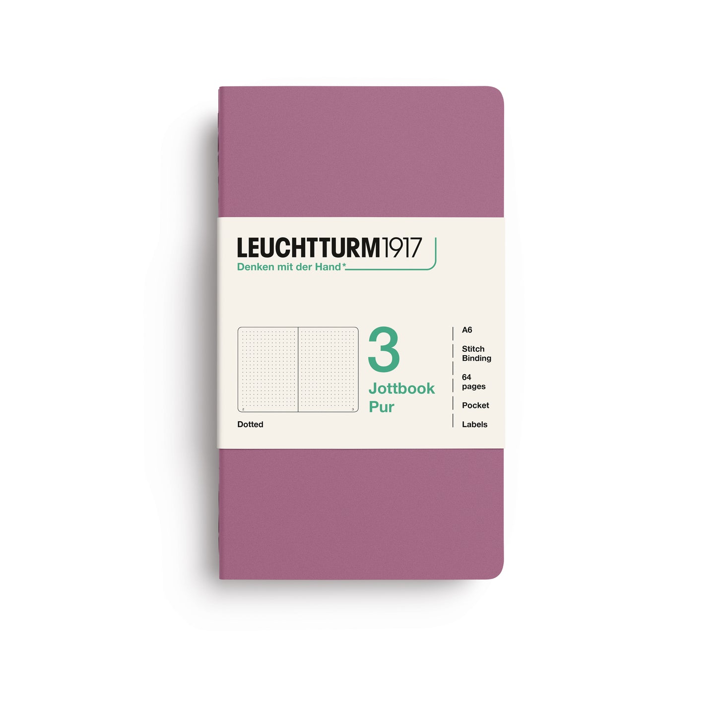 Leuchtturm1917 Jottbook Pur A6 Pocket Flexcover Dotted Notebook Set - Dusty Rose (Pack of 3)