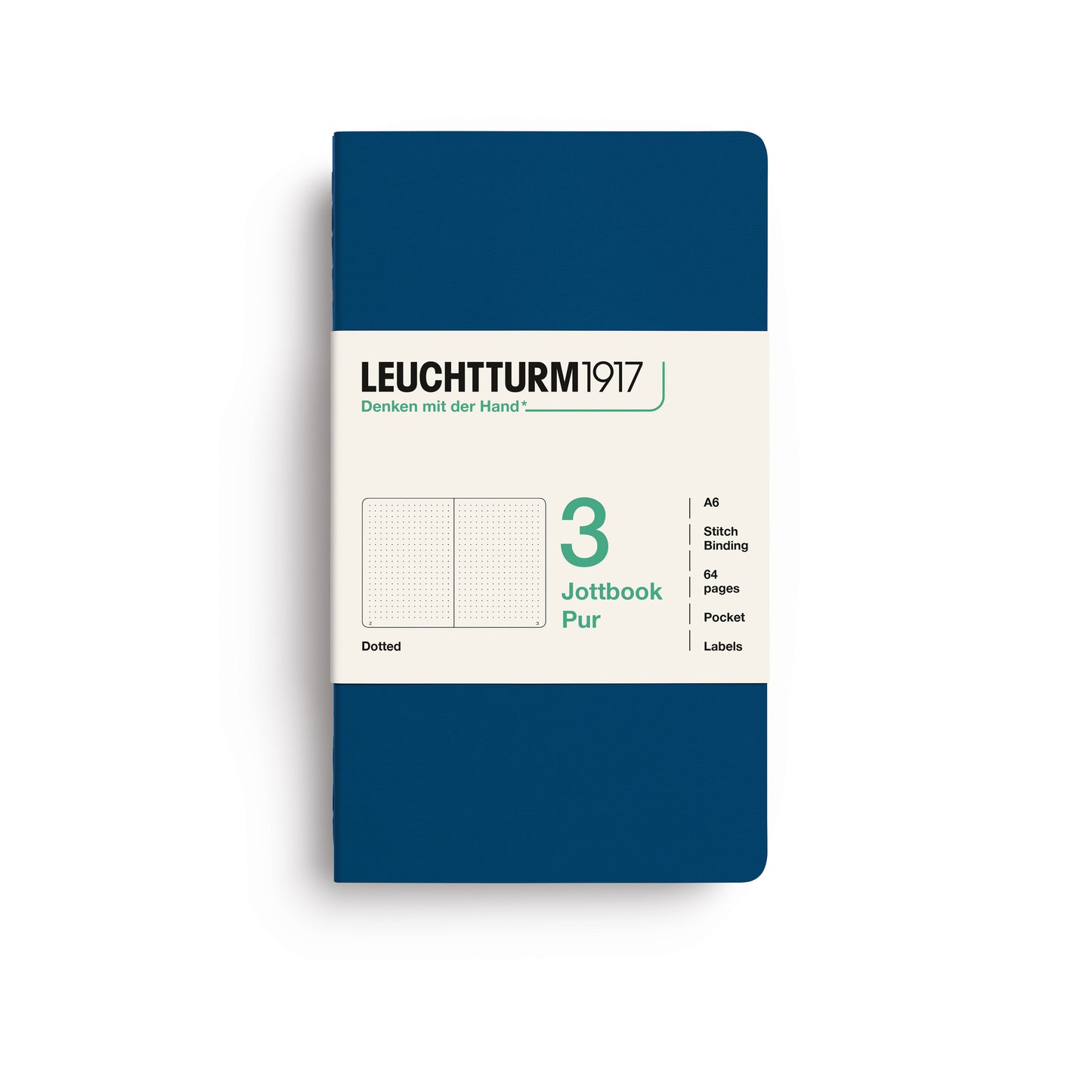 Leuchtturm1917 Jottbook Pur A6 Pocket Flexcover Dotted Notebook Set - Indigo (Pack of 3)