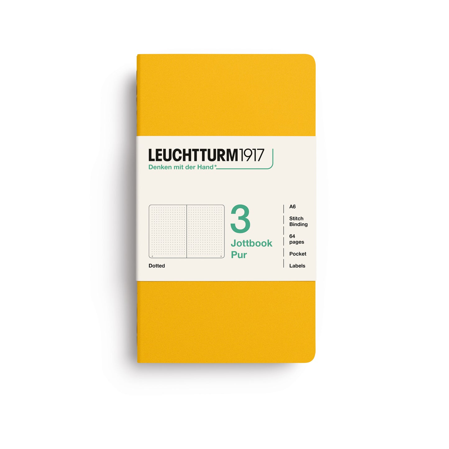 Leuchtturm1917 Jottbook Pur A6 Pocket Flexcover Dotted Notebook Set - Sunflower (Pack of 3)