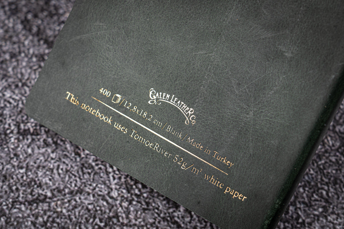 Galen Leather B6 Notebook - Crazy Horse Forest Green (Tomoe River Paper)