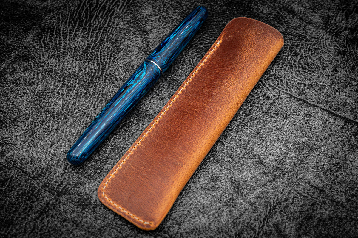 Galen Leather Single Fountain Pen Sleeve - Crazy Horse Brown