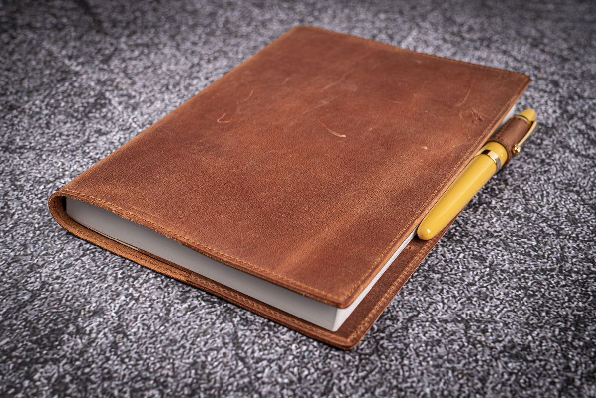 Galen Leather Slim A5 Notebook/Planner Cover - Crazy Horse Tan