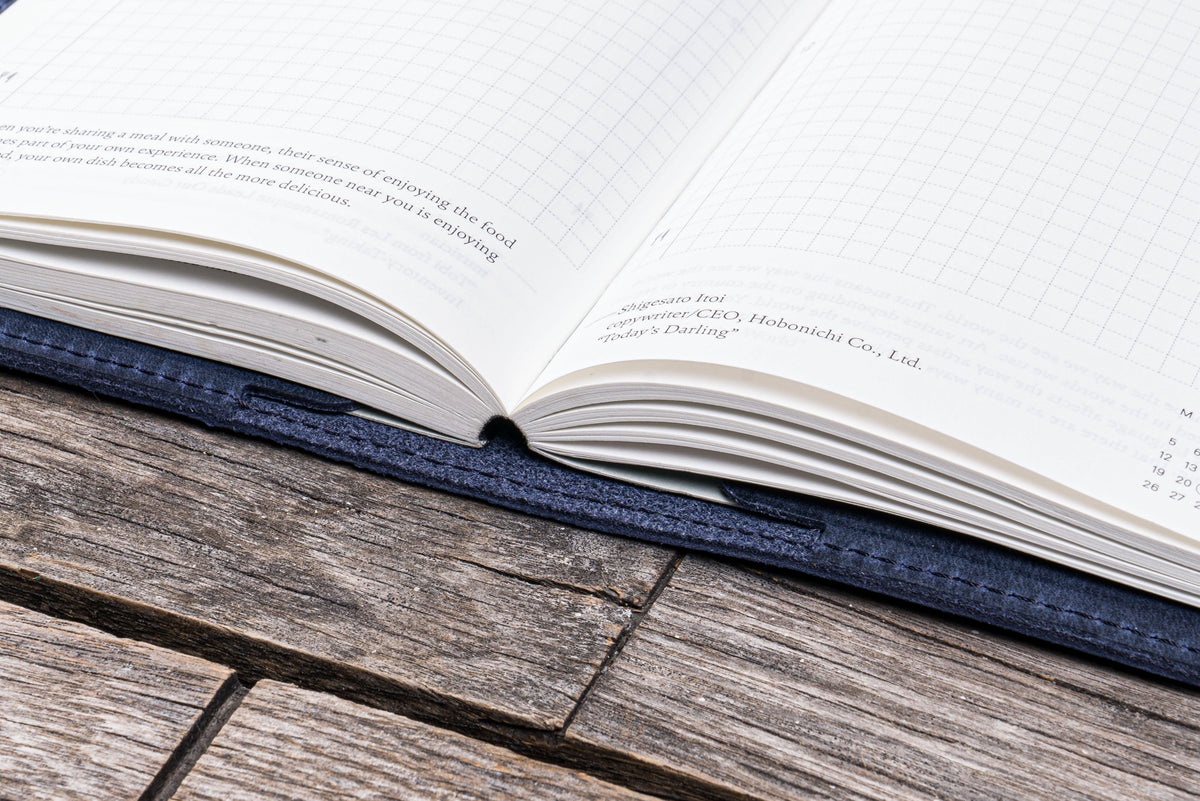 Galen Leather Slim A6 Notebook/Planner Cover - Crazy Horse Navy Blue