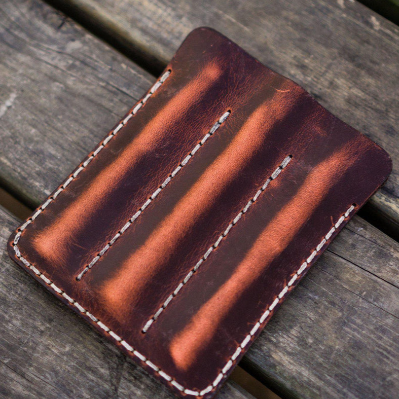 Galen Leather Triple Fountain Pen Case/Pen Pouch - Crazy Horse