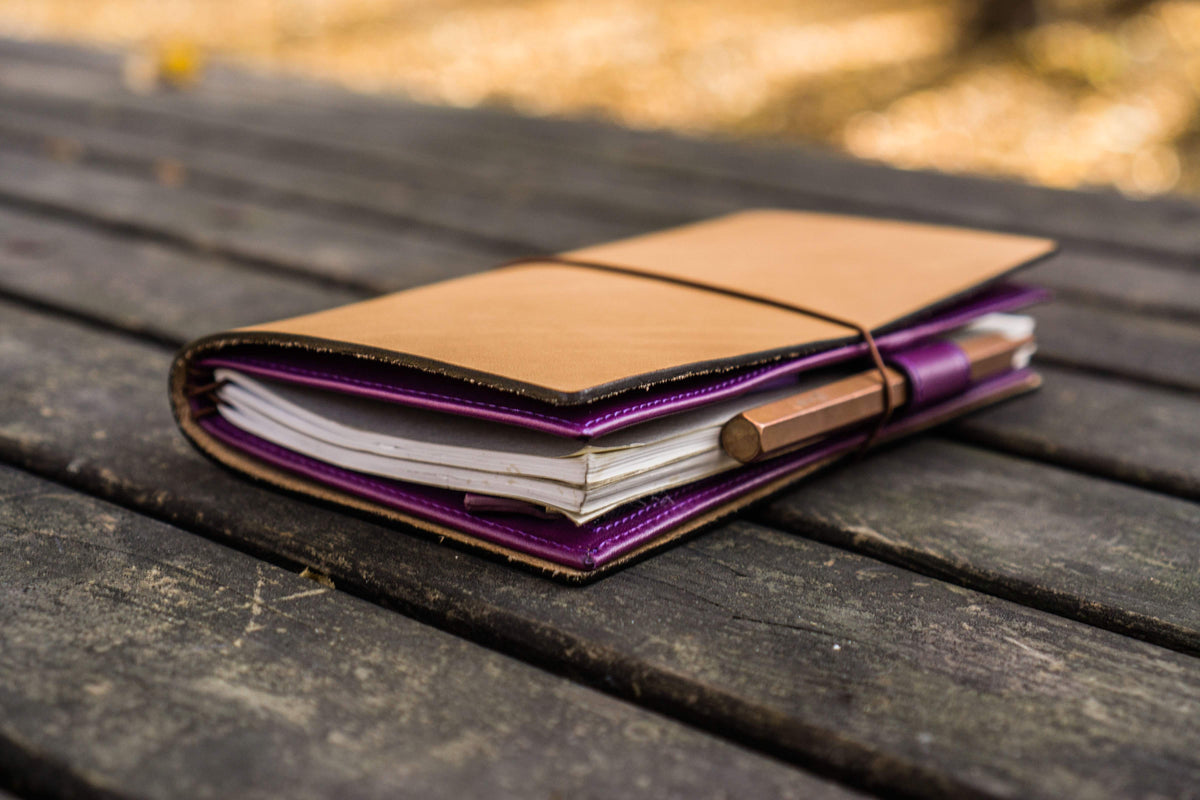 Galen Leather Wallet Insert for Traveler's Notebook Regular Size - Purple
