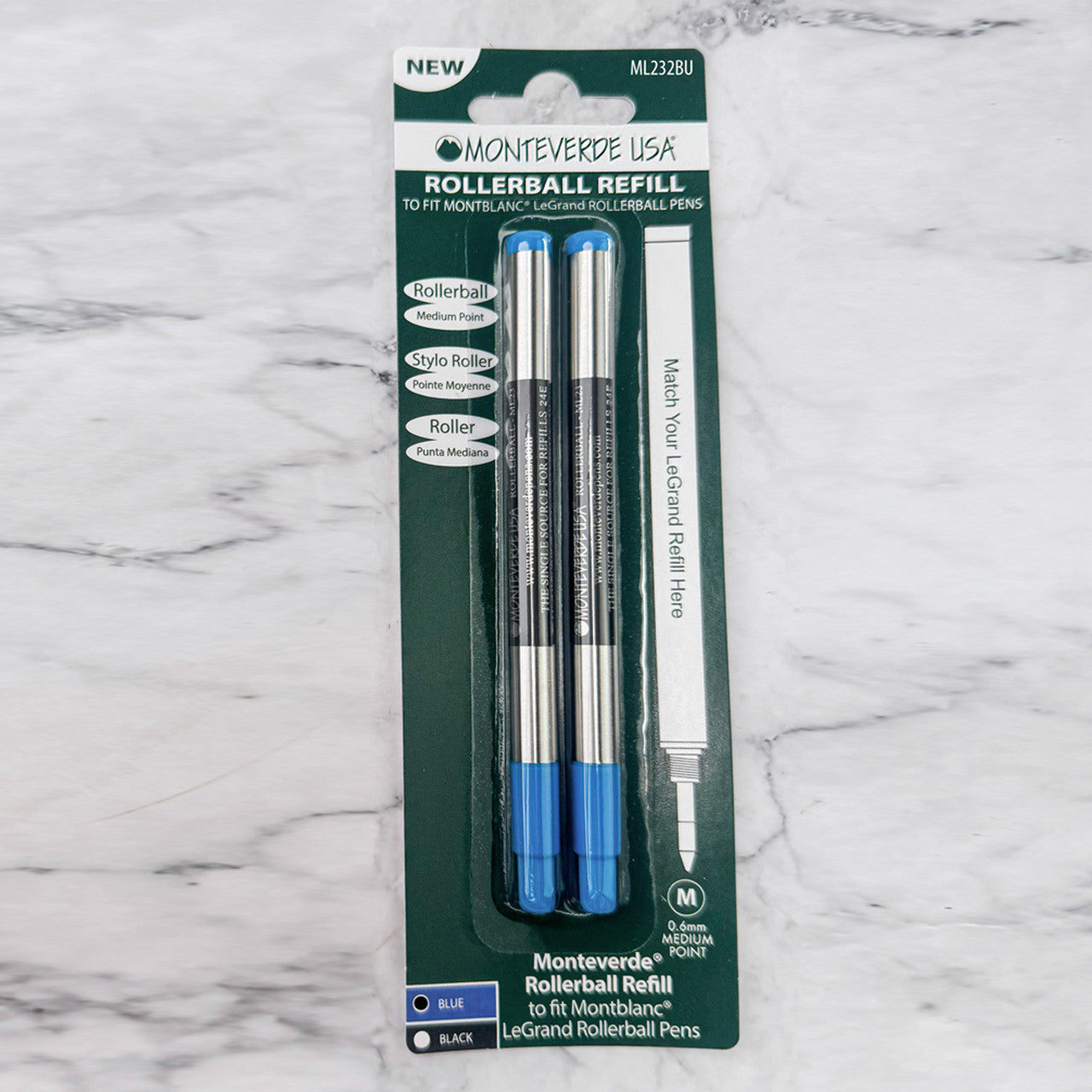 Montblanc LeGrand Rollerball Refill by Monteverde USA® - Blue Medium (2 ea)