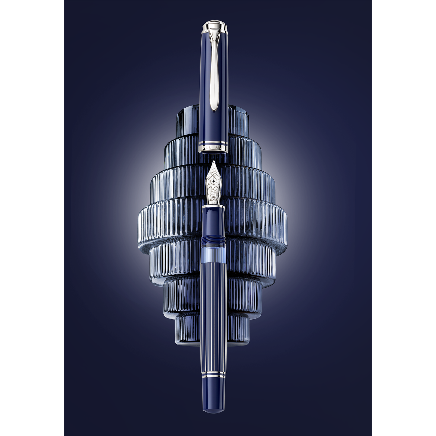 Pelikan Souverän M815 Fountain Pen - Metal Striped Blue (Special Edition)