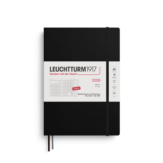 Leuchtturm1917 2026 Composition B5 Monthly Planner with Notebook - Black