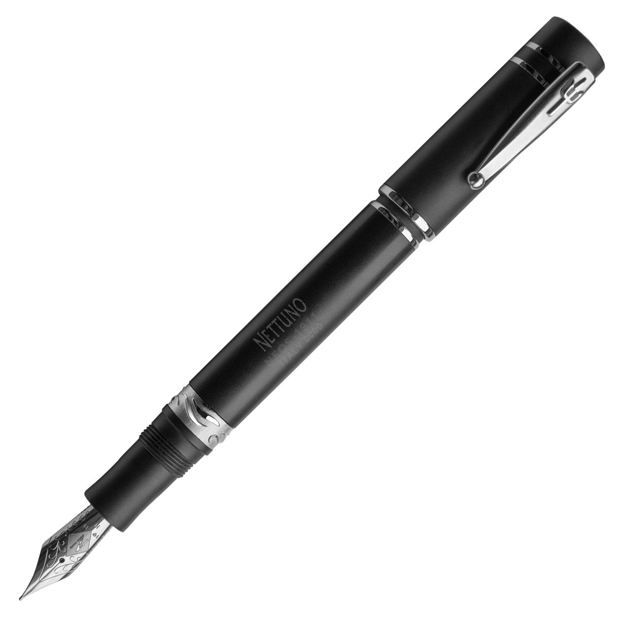 Nettuno 1911 Neos Fountain Pen - Adone Matte Black with Palladium Trim