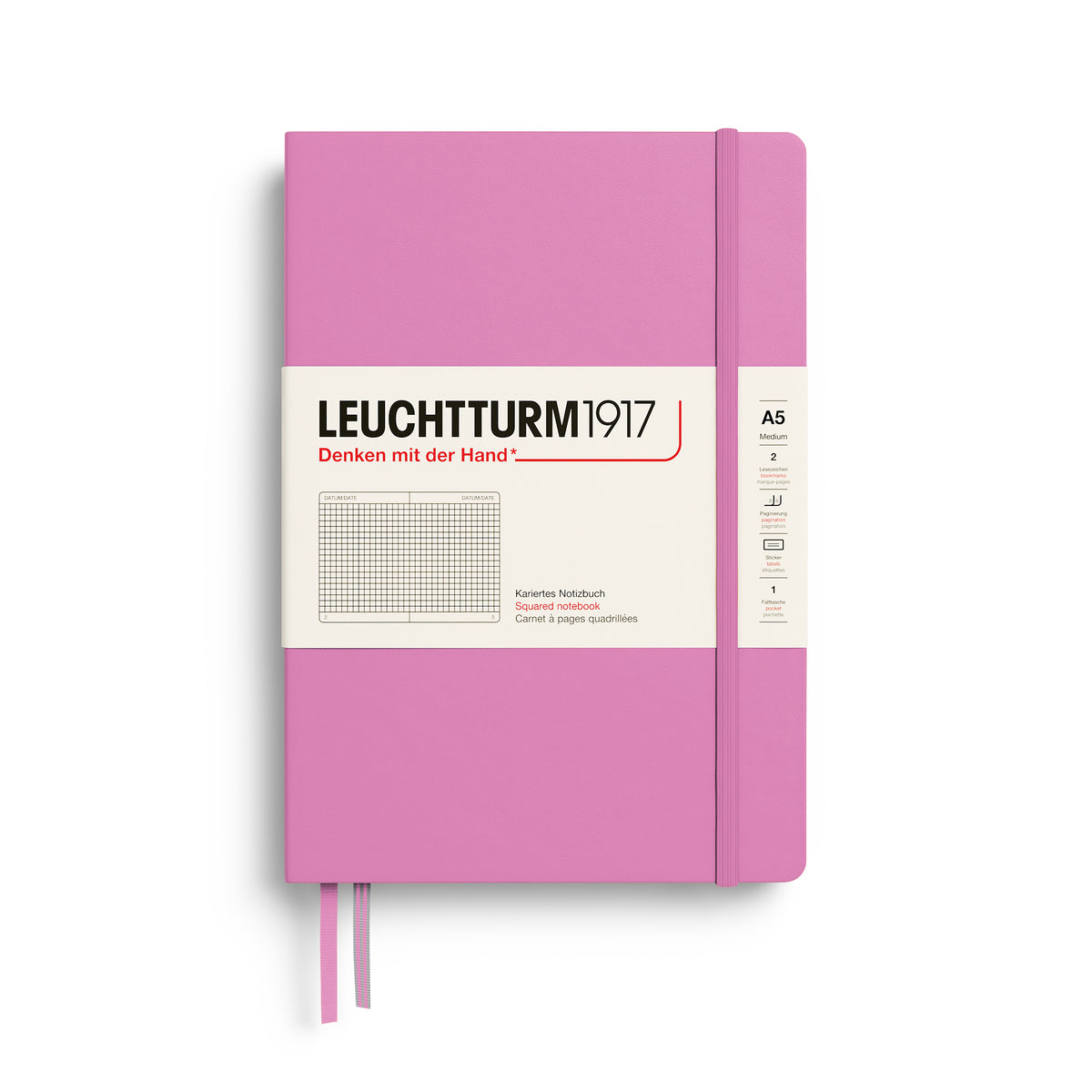 Leuchtturm1917 A5 Medium Hardcover Squared Notebook - Bubblegum