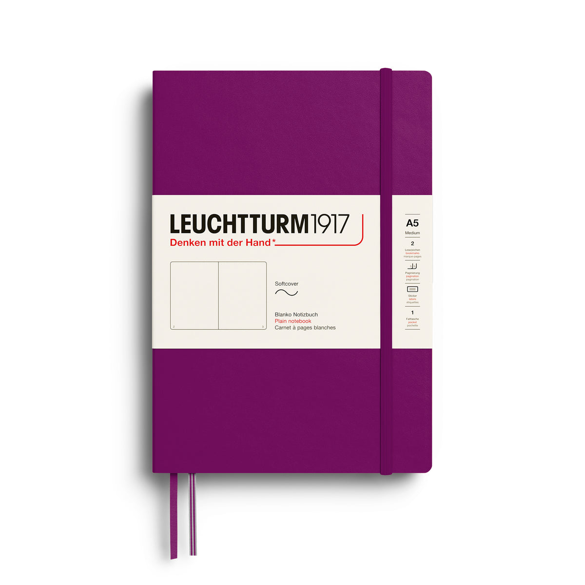 Leuchtturm1917 A5 Medium Softcover Plain Notebook - Burgundy