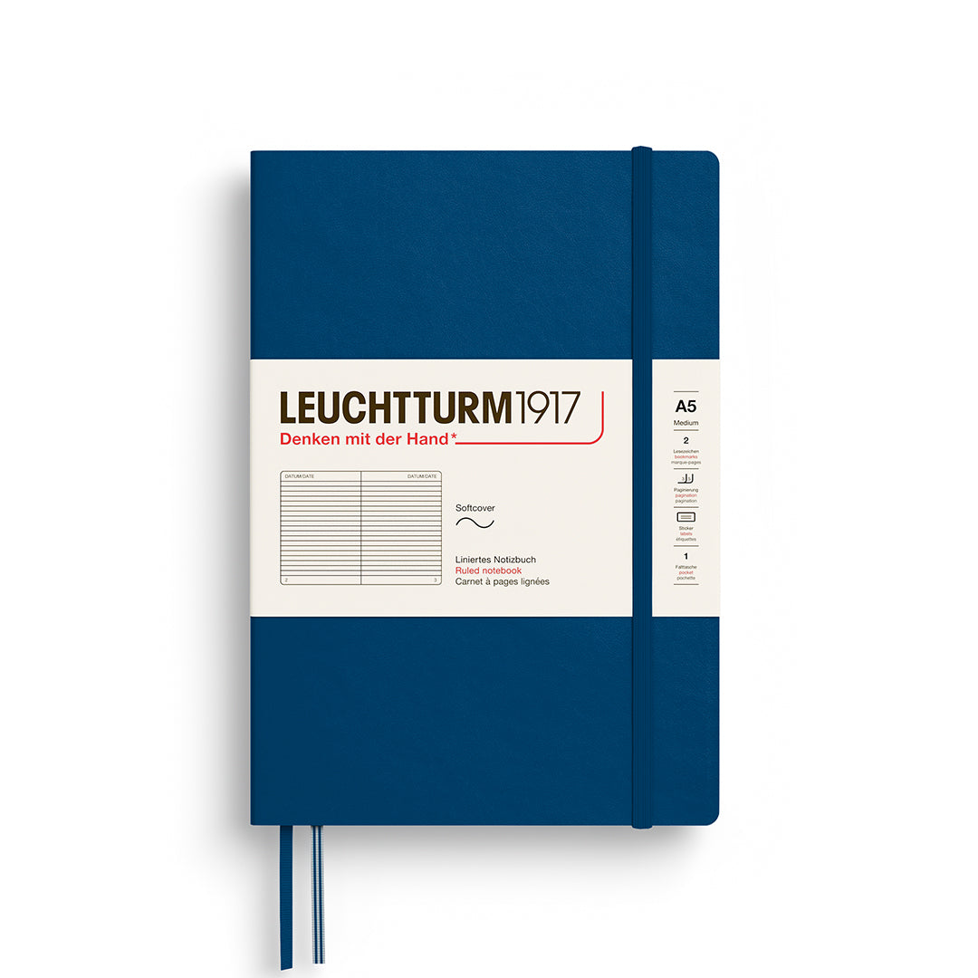 Leuchtturm1917 A5 Medium Softcover Ruled Notebook - Indigo